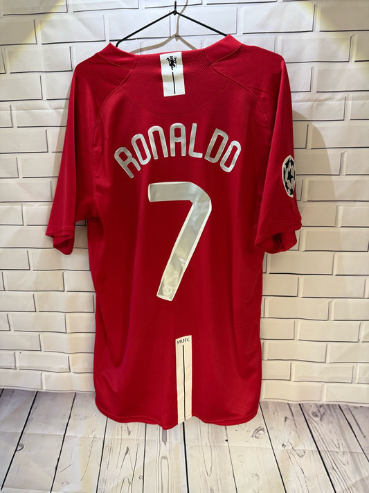 Retro Ronaldo Manchester United home kit jersey – classic red football shirt available in Tbilisi, Georgia